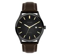 s.Oliver Men's Watch - Round - Silver - 42 mm - Metal Watch with Quartz Movement on Faux Leather Strap with Pin Buckle - Analogue Watch - 5 ATM Waterproof - Scratch-Resistant