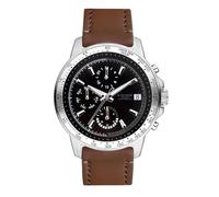 s.Oliver Men's Watch - Round - Silver - 42 mm - Metal Watch with Quartz Movement on Faux Leather Strap with Pin Buckle - Analogue Watch - 5 ATM Waterproof - Scratch-Resistant