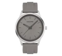 s.Oliver Men's Watch - Round - Silver - 44 mm - Metal Watch with Quartz Movement on Silicone Strap with Pin Buckle - Analogue Watch - 3 ATM Waterproof - Scratch-Resistant
