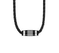 s.Oliver Necklace Stainless Steel Leather Men's Necklace, 47+3 cm, Bicolor, comes in Jewelry Gift box