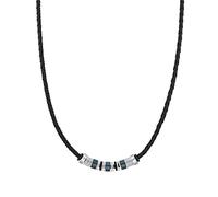 s.Oliver Necklace Stainless Steel Leather Men's Necklace, 45+5 cm, Bicolor, Comes in Jewelry Gift Box, 2031474