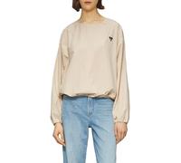 s.Oliver Oversized Cotton Blouse with Heart Embroidery, Sandstone, 20