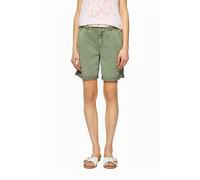 s.Oliver Shorts with Braided Belt and Garment Dye, 7369_Olive Green, 10