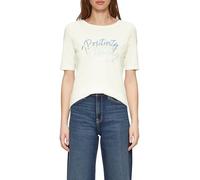 s.Oliver Slim Fit Jersey T-Shirt with Front Print, Cream, 8