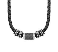 s.Oliver stainless steel leather necklace for men, necklace, comes in a jewelry gift box