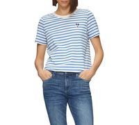 s.Oliver Striped Relaxed Fit T-Shirt with Heart Embroidery Royal Blue 38