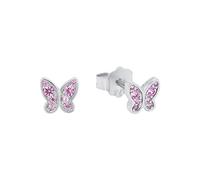 s.Oliver 925 sterling silver girls' children earrings, with zirconia synth, 0.5 cm, silver, butterfly, comes in jewelry gift box, 2036822