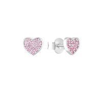 s.Oliver stud earrings 925 Sterling silver girls' children's earrings, with zirconia synth., 0.7 cm, silver, heart, comes in jewelry gift box 2036821
