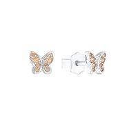 s.Oliver stud earrings 925 Sterling silver girls' children's earrings, with zirconia synth, butterfly, comes in a jewelry gift box