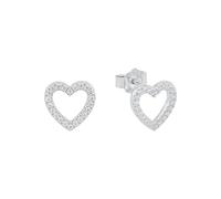 s.Oliver stud earrings 925 Sterling silver woman earrings, with zirconia synth., 0.9 cm, silver, heart, comes in jewelry gift box