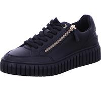 s.Oliver Women's Faux Leather Flat Trainers with Laces and Zip, Black, 8 UK