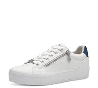 s.Oliver Women's Flat Trainers with Zip Leisure, White Navy, 8 UK