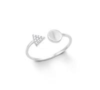 s.Oliver Women's Ring Triangle Circle Geometry 925 Silver Rhodium-Plated Zirconia White 52 (16.6) Silver