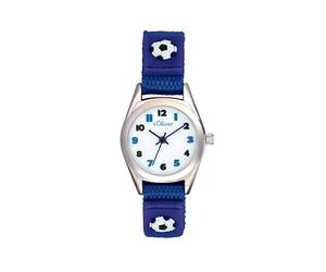 s.Oliver Wristwatch Boys Kids Quartz Watch Analog, with Nylon Strap, Silver, 3 bar Waterproof, Comes in Watch Gift Box 2036766