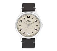 s.Oliver Wristwatch Men Quartz watch Analog, with Leather Strap, Black, 5 bar Waterproof, Comes in watches gift box, 2033546