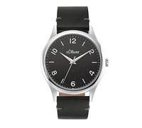 s.Oliver Wristwatch Men Quartz watch Analog, with Leather Strap, Black, 5 bar Waterproof, Comes in watches gift box, 2033548