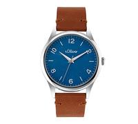 s.Oliver Wristwatch Men Quartz watch Analog, with Leather Strap, Blue, 5 bar Waterproof, Comes in watches gift box, 2033547
