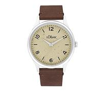 s.Oliver Wristwatch Men Quartz watch Analog, with Leather Strap, Brown, 5 bar Waterproof, Comes in watches gift box, 2033545