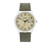 s.Oliver Wristwatch Men Quartz watch Analog, with Leather Strap, Silver, 5 bar Waterproof, Comes in watches gift box, 2033480