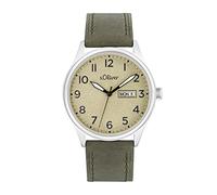 s.Oliver Wristwatch Men Quartz watch Analog, with Leather Strap, Silver, 5 bar Waterproof, Comes in watches gift box, 2033480