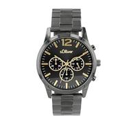 s.Oliver Wristwatch Men's Chronograph Analog, with Stainless Steel Bracelet, Black, 3 bar Water Resistant, Comes in Watch Gift Box 2038384