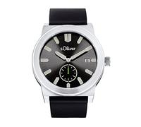 s.Oliver Wristwatch Men's Quartz Watch Analog, with Leather Strap, Silver, 5 bar Waterproof, comes in Watch Gift box
