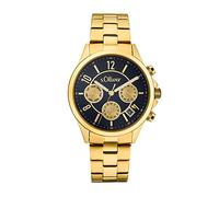 s.Oliver Wristwatch Women Multifunction Analog, with Stainless steel Strap, Gold, 5 bar Waterproof, Multifunction, Comes in watches gift box, 2033555