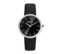 s.Oliver Wristwatch Women Quartz watch Analog, with Leather Strap, Black, 5 bar Waterproof, Comes in watches gift box, 2033557