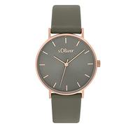 s.Oliver Wristwatch woman Quartz Watch Analog, with Leather Strap, Grey, 3 bar Waterproof, comes in Watch Gift box