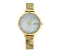 s.Oliver Wristwatch Women Quartz watch Analog, with Stainless steel Strap, Gold, 3 bar Waterproof, Comes in watches gift box, 2033512