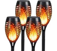 S ONE DISCOUNTS LIMITED 4X Solar Flickering Dancing Flame Lights, IP44 Waterproof Outdoor Solar Torch Lights for Patio, Pathway, Garden, Yard (9.5cm x 9.5cm x 50cm)