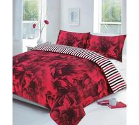 S ONE DISCOUNTS LIMITED Luxury Reversible Duvet Quilt Cover Bedding Set Double King Super King Size UK (Rose Red, Super King)