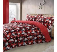 S ONE DISCOUNTS LIMITED Teddy Fleece Christmas Gonks Bedding Set Flannel Duvet Cover Set Soft Cosy Warm (Single)