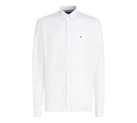 (S, Optic White) Tommy Hilfiger Mens Linen Regular Long-Sleeved Shirt