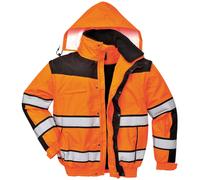 (S, Orange/ Black) Portwest Mens High Visibility Classic All Weather Bomber Jacket (Pack of 2)