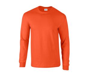 (S, Orange) Gildan Unisex Adult Ultra Plain Cotton Long-Sleeved T-Shirt