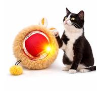 S&P Deli Interactive Cat Rolling Ball Toy - USB Rechargeable Light-Up Automatic Moving Ball for Indoor Cats & Kittens (Red)