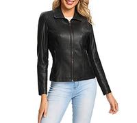 S P Y M Womens Faux Leather Jacket, Casual Fashion Quilted Zip Up Coat With Rib