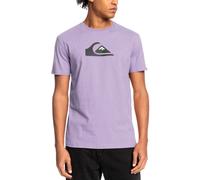 (S, Pastel Lilac) Quiksilver Mens Comp Logo Short Sleeve Crew Neck Cotton T-Shirt Top Tee