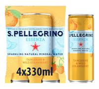 S.Pellegrino Essenza Sparkling Water Lightly Flavoured Tangerine & Strawberry Cans 4x330ml
