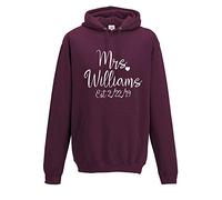 (S) Personalised Hoodies - Arabic Name or Text Your Custom Text Hoodie - Make Your Own Arabic Name Eid Pullover Hoodie ES-154 Burgundy Small (36")