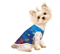 S Pet Breathable Sleeveless Colorful Ocean Theme Print T-Shirt - Small to Medium Cats, Puppy, Yorkie, Dachshund, French Bulldog