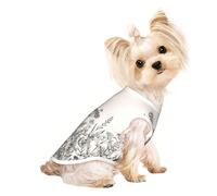S Pet Breathable Sleeveless Floral Herbs Botanical Engraving Print T-Shirt - Small to Medium Cats, Puppy, Yorkie, Dachshund, French Bulldog