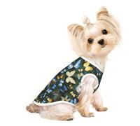 S Pet Breathable Sleeveless Green leaf colorful butterfly Print T-Shirt - Small to Medium Cats, Puppy, Yorkie, Dachshund, French Bulldog