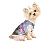 S Pet Breathable Sleeveless Lilac Flowers Print T-Shirt - Small to Medium Cats, Puppy, Yorkie, Dachshund, French Bulldog