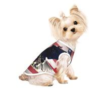 S Pet Breathable Sleeveless T-Shirt - 3D Bald Eagle Flying with American Flag Print Stretchy Vest, Lightweight Tank Top for Small to Medium Pets
