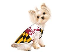 S Pet Breathable Sleeveless T-Shirt â€“ Lightweight Maryland State Flag Print Tank Top Outfit for Small Medium Dogs