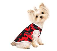S Pet Breathable Sleeveless T-Shirt â€“ Lightweight Red Camo Print Tank Top Outfit for Small Medium Dogs