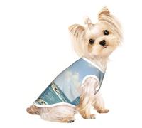 S Pet Breathable Sleeveless T-Shirt â€“ Lightweight Sailboat Ship Landscape Print Tank Top Outfit for Small Medium Dogs