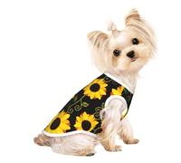 S Pet Breathable Sleeveless T-Shirt – Soft Floral Sunflower Print Stretchy Vest for Dogs & Cats, Lightweight Tank Top